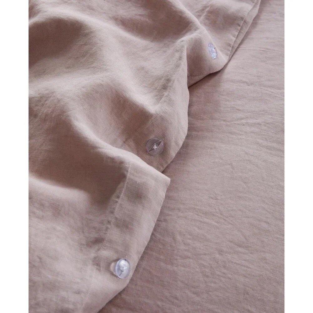 Quince European Linen Duvet Cover Set King Cal King Dusty Mauve New $215 Retail